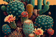 Desert cactus pattern generative art