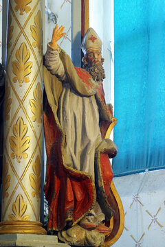 Statue of the Saint on the main altar in the parish church of the Holy Trinity in Radoboj, Croatia
