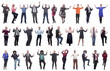 © ASDF - collage of people joyful energetic full length isolated