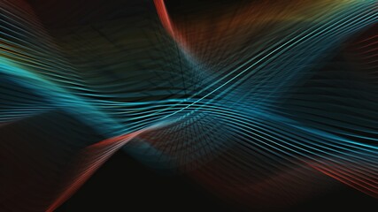 Wall Mural - Abstract colorful blue and red wave pattern on black background