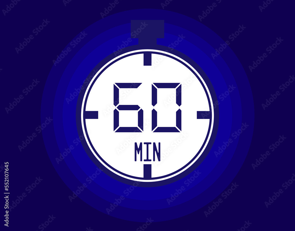 60 Minutes Stopwatch Vector Icon Stopwatch Icon In Clock Style Timer