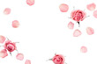 Pastel pink roses frame. Beautiful flower arrangement for your design
