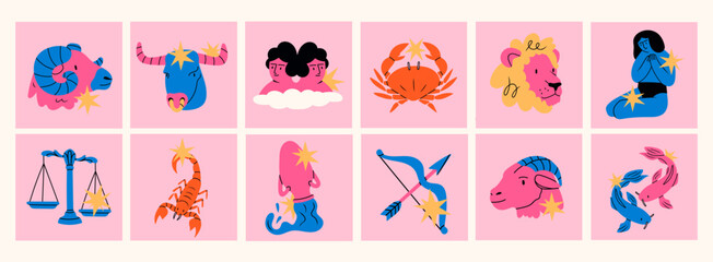astrological zodiac signs. aries, taurus, leo, gemini, virgo, scorpio, libra, aquarius, sagittarius,