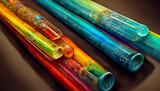 Digital colored chemistry beakers, berzelius, tubes, glassware
