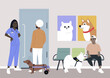 © nadia_snopek - A young veterinary doctor talking to visitors in the lobby, domestic animals health care