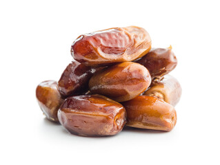 Wall Mural - Dried dates fruit isolated on white background.