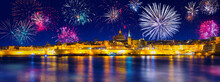 Fireworks Display Over The Valletta City, Capital Of Malta