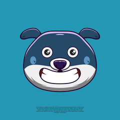 Wall Mural - smile cute dog emoticon illustration. flat design cartoon