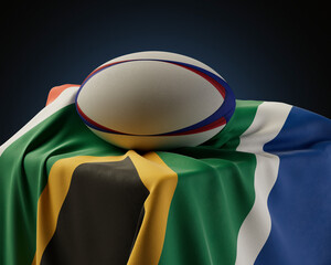 Rugby Ball And South Africa Flag
