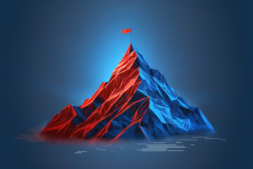 Red Flag on the top of Mountain illustration made with Generative AI 