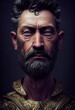 Close up portrait of a man depicting Julius Caesar Roman emperor, created with Generative AI technology