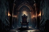 Fototapeta Natura - Majestic throne in the castle of darkness. AI