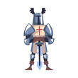 Knight from Middle Ages in Iron Armour Suit Holding Sharp Sword Vector Illustration