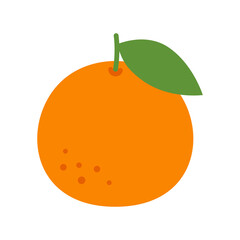 Wall Mural - Orange fruit with green leaf. Tangerine. Citrus fruit.