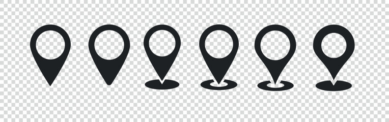Poster - Location pin icon set. Map markers points isolated on transparent background. Map pointers inons. Vector illustration. 10 EPS.
