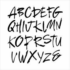 Wall Mural - vector acrylic brush style hand drawn alphabet font. calligraphy alphabet on a white background