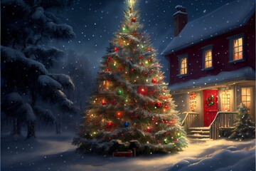 generative ai render of a christmas tree