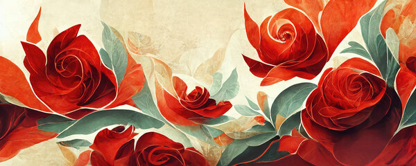 Wall Mural - Beautiful abstract red flower wallpaper (Generative AI)