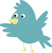 Cute blue bird flat icon Funny cartoon birdie