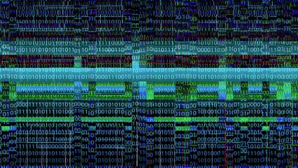 Binary data on the screen glitch effect