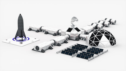 Wall Mural - a moon station also suitable for mars (3d rendering)