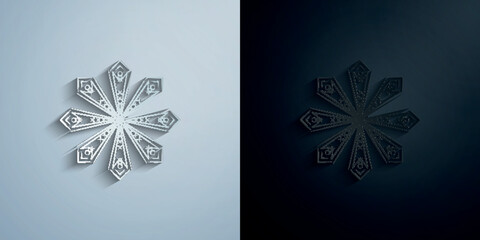 Wall Mural - Snowflake paper icon with shadow vector illustration