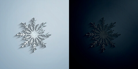 Wall Mural - Snowflake paper icon with shadow vector illustration