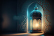 Islamic holiday banner in monotone design. AI