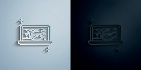 Wall Mural - flight, web, laptop paper icon with shadow vector illustration