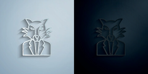 Wall Mural - Bribe, businessman, wolf man paper icon with shadow vector illustration