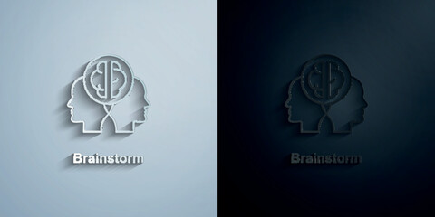 Poster - Brainstorm, idea, head paper icon with shadow vector illustration