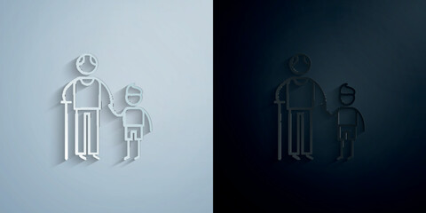 Wall Mural - Grandparents, family paper icon with shadow vector illustration