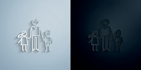 Canvas Print - Fatherhood, children paper icon with shadow vector illustration