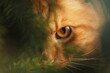 Oko rudego kota przez choinkę
