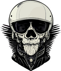 Wall Mural - Biker skull with sun glasses