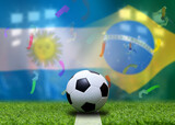 Fototapeta Sport - Football Cup competition between the national Argentine and national Brazil.