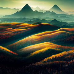 Sticker - Horizontal shot of great beautiful mountains Generative AI