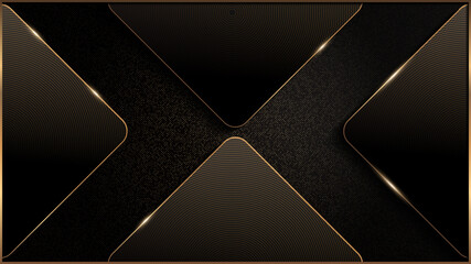 Wall Mural - template banner curve line and square on black luxury background, overlap layer shadow gradients space composition, for banner design,  composition for illustration advertising, application.
