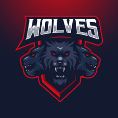 Wall Mural - Wolf esport logo design vector for team sports and gaming