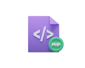 Wall Mural - 3d coding file icon with purple color for web development, programing project