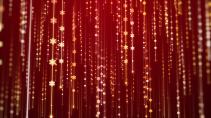 Wall Mural - red christmas snowflake falling lights holidays background.