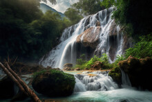 Location: Tak Province, Thi Lo Su (tee Lor Su). In Thailand, Thi Lo Su Waterfall Is Without A Doubt The Most Impressive Of Its Kind. Generative AI