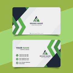 Wall Mural - green modern creative business card and name card horizontal simple clean template vector design