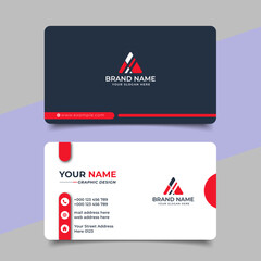Wall Mural - red modern creative business card and name card horizontal simple clean template vector design
