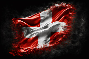 Wall Mural - Close up waving flag of Switzerland. flag symbols of Switzerland.