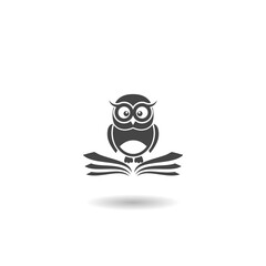 Poster - Owl and open book logo with shadow