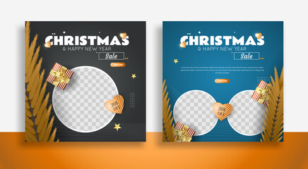 Wall Mural - set of christmas social media post template web banner for promotions your product.