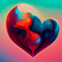 Aufkleber - heart in the water Beautiful abstract, with orange light symbol on a blue background ..
