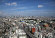View of Tokyo from the top floor of a high-rise building on a clear day.