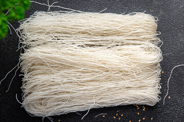 rice noodles raw dry glass noodles snack meal food on the table copy space food background rustic top view